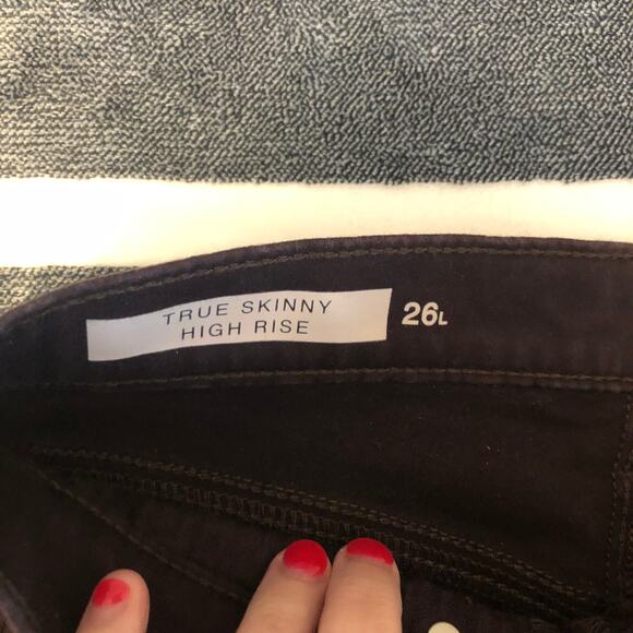 Gap 1969 Women's size 26 long True Skinny High Rise Brown Pants Preloved - Picture 7 of 11